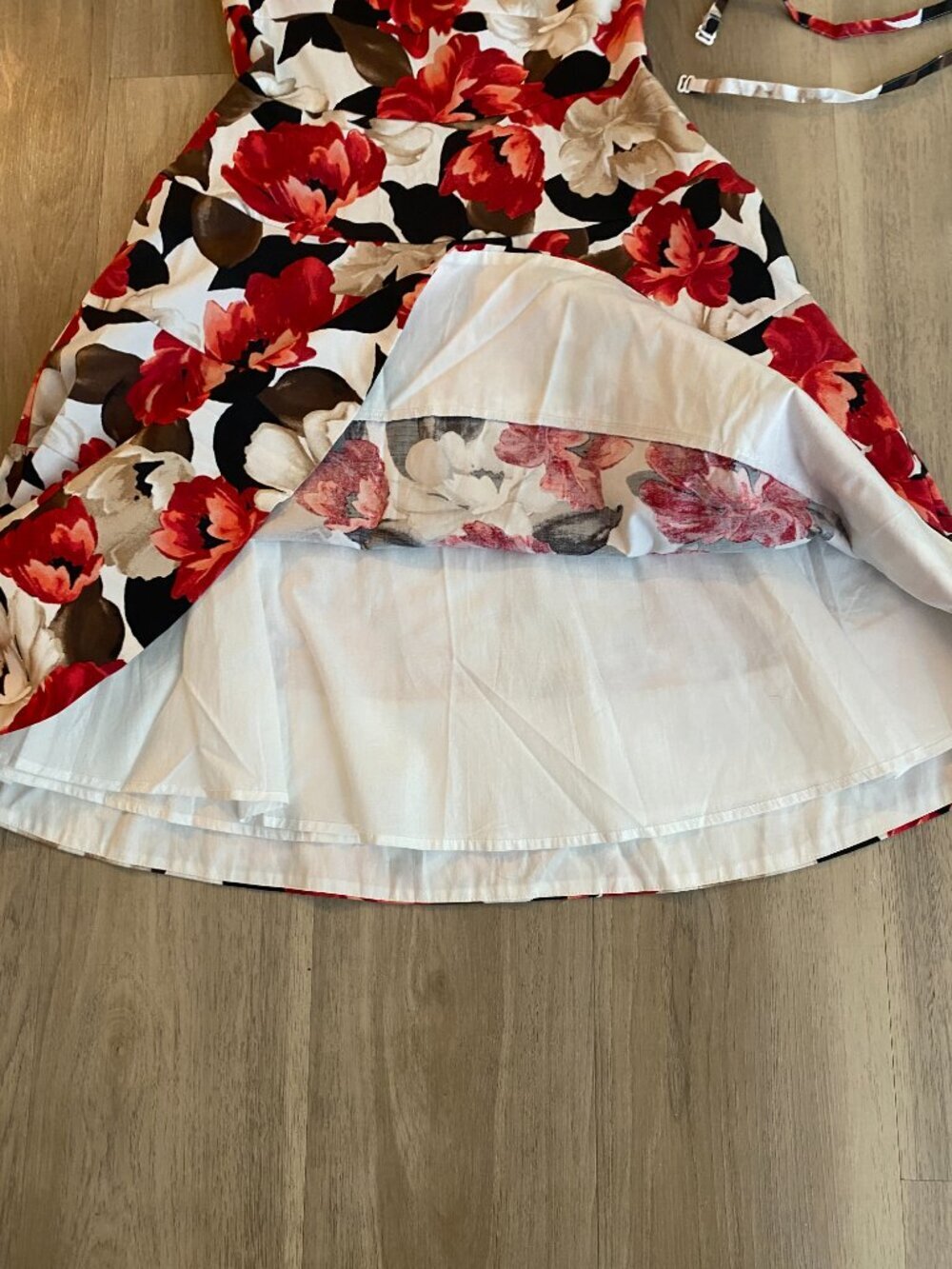 White House Black Market Strapless Floral Fit & Flare Dress Size 0 Pockets Retro - Picture 8 of 11